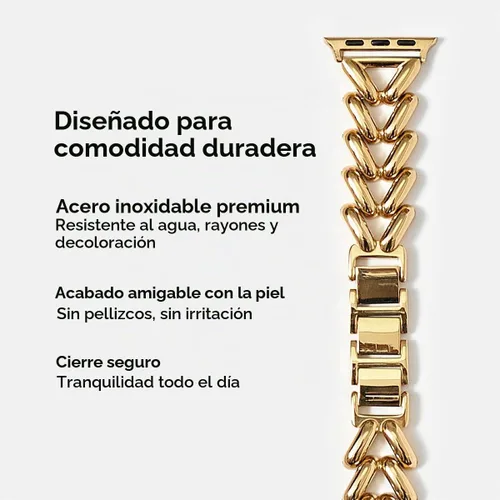 Vista 3 de Compatible Apple Watch Band for Women, Stainless Steel- Fits Most Wrists Series 1-11, SE and Ultra- iWatch Replacement Strap, Easy Resizing- No