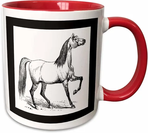 Vista 9 de 3dRose Vintage Horse Sketch - Taza negra de dos tonos (11 oz)