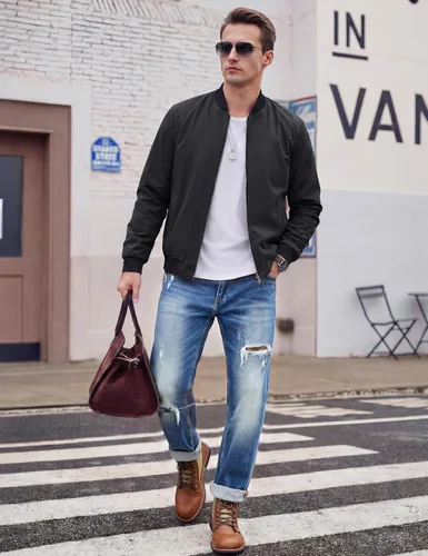 Vista 5 de TACVASEN Chaqueta Ligera para Hombre Chaqueta Bomber de Primavera Otoño Rompevientos Abrigos Casuales Elegantes con Bolsillos