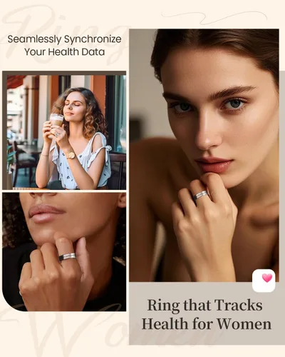 Vista 6 de Fvtga Anillo de salud inteligente para mujeres y hombres, rastreador de actividad física con frecuencia cardíaca, oxígeno en sangre y monitoreo