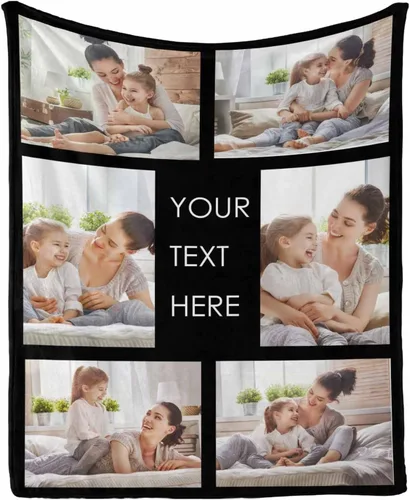 Vista 12 de InterestPrint Manta personalizada con texto y fotos, collage, regalo personalizado para cumpleaños, aniversario, boda, regalo personalizado