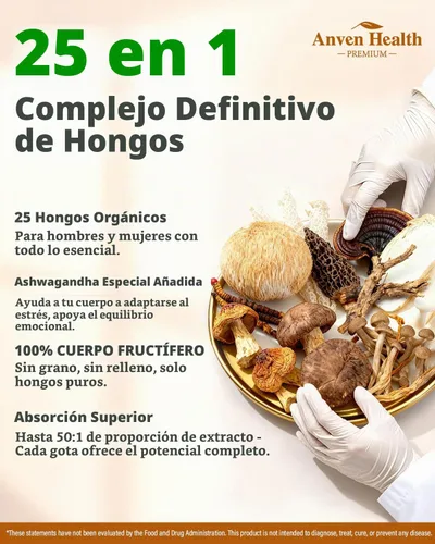 Vista 3 de 25-en-1 complejo de hongos gotas líquido inmunidad cognición