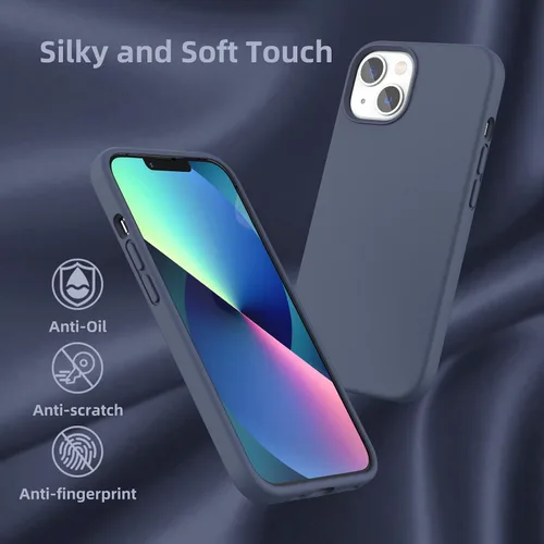 Vista 6 de Funda compatible con iPhone 13, [Protección contra caídas] [Antiarañazos] Funda protectora de silicona líquida antihuellas con forro de microfibra