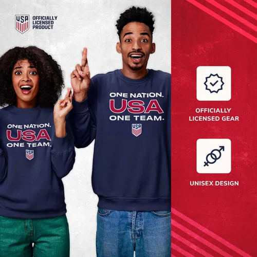 Vista 3 de The Victory Officially Licensed Unisex Adult USA National Soccer Team One Nation One Team Slogan Crewneck Sweatshirt