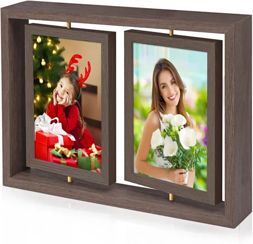 Vista 10 de ZEEYUAN Marco de fotos plegable con bisagras de 4 x 6 y 5 x 7 pulgadas, regalos para mamá madre, día de la madre, regalos para mamá de hija hijo