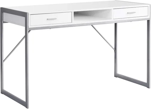 Vista 6 de Monarch Specialties Mesa contemporánea para laptop con cajones y estante para el hogar y la oficina, patas de metal, 48 pulgadas de largo, capuchino