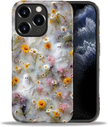 Vista 100 de ZHEGAILIAN Funda para iPhone 11, carcasa dura a prueba de golpes + silicona suave 2 en 1 híbrida, parachoques a prueba de caídas - Vidrio manchado