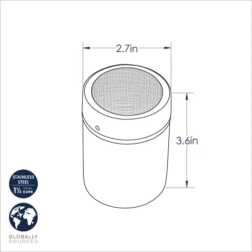 Vista 3 de Nordic Ware Plumero de azúcar, capacidad de 1.5 tazas, acero inoxidable