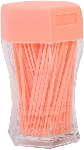 Vista 10 de 200Pcs Double Head Plastic Toothpick, Soft Tooth Floss Picks Interdental Brush Flosser Sticks Oral Brush Cleaning Tool (Green)