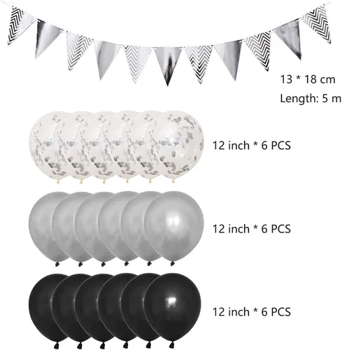 Vista 4 de Juego de decoraciones de fiesta de cumpleaños número 15 para niñas, niños, mujeres y hombres, pancarta negra con letras de feliz cumpleaños