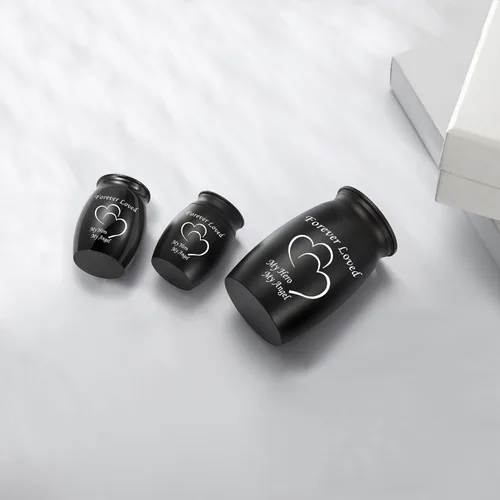 Vista 4 de Urnas de amor eterno para cenizas humanas, 1.6 y 2.8 pulgadas de alto, hermosas urnas decorativas mini urnas de cremación atemporales, urnas