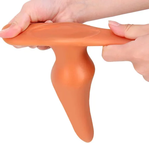 Vista 4 de Masturbador de tapón anal suave, tapón de silicona líquida con base de seguridad, consolador anal dorado, dilador de vagina, expansor anal