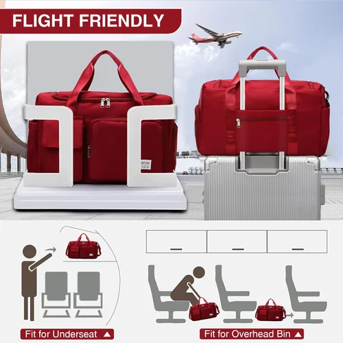 Vista 129 de Pequeña bolsa de gimnasio para mujer, bolsa de viaje con compartimento para zapatos