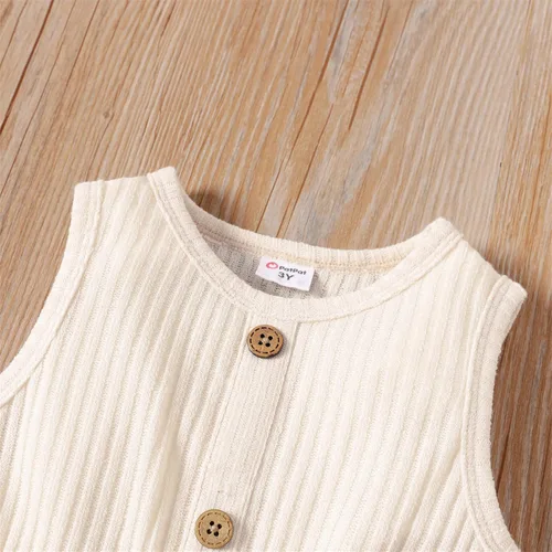 Vista 4 de PATPAT Vestidos de lino y algodón para niña pequeña, con volantes, sin mangas, estilo bohemio casual