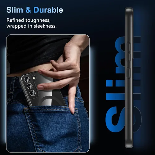 Vista 8 de Hensinple Funda Magnética para Samsung Galaxy S22, Funda para Teléfono Galaxy S22 [Compatible con MagSafe], Cubierta Magnética Transparente