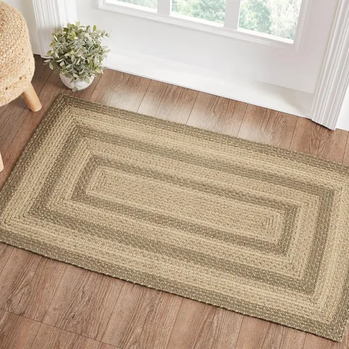 Vista 9 de VHC Brands Alfombra de adoquines, mezcla de yute, medio círculo, gris tostado, blanco, 16.5 x 33 pulgadas