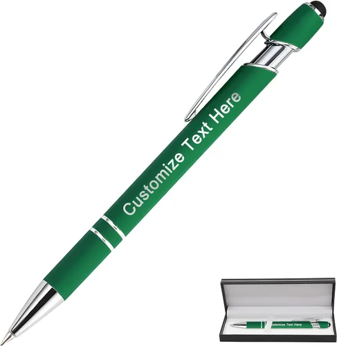 Vista 12 de Bolígrafos personalizados a granel con punta de lápiz capacitivo, 12 bolígrafos personalizados con logotipo de mensaje con nombre, bolígrafos