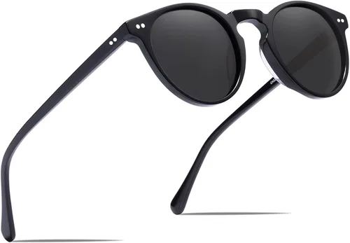 Vista 30 de CARFIA Gafas de sol redondas de acetato para hombre, polarizadas, protección UV, gafas de sol clásicas retro CA5289L