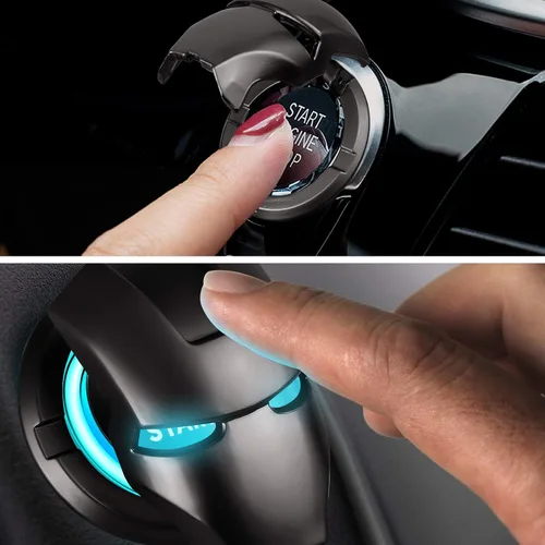Vista 3 de Cubierta para botón de arranque del motor de automóvil, anillo decorativo, botón de encendido con presión para arranque, cubierta protectora