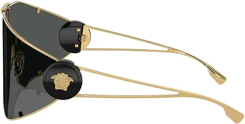 Vista 3 de Versace VE 2268 100287 - Gafas de sol con escudo de metal dorado, lentes grises
