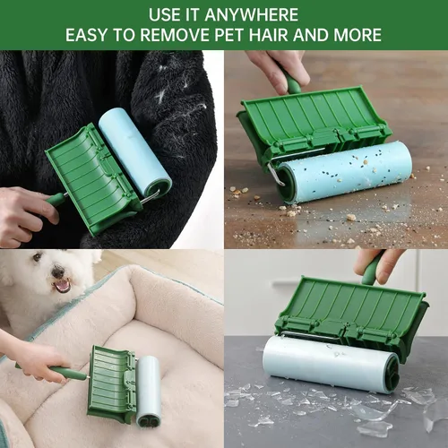 Vista 6 de Rodillos de pelusas para el suelo, extra pegajosos con mango largo retráctil, removedor de pelo grande para gatos y perros, ropa de lavandería