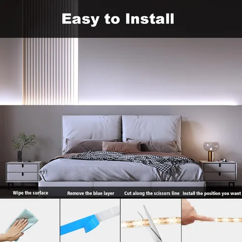 Vista 7 de echosari 2 piezas de tiras de luces que funcionan con pilas, 9.8 pies 90 luces LED autoadhesivas con control remoto y temporizador, tira de luz