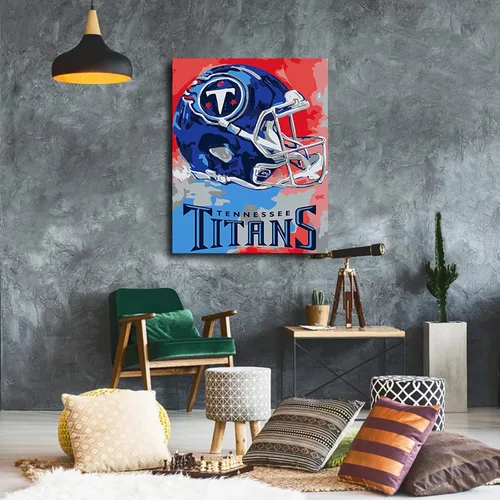 Vista 5 de Póster de fútbol americano de Tennessee City Titans, diseño deportivo, lienzo para pared, diseño impreso, obra de arte para decoración del hogar