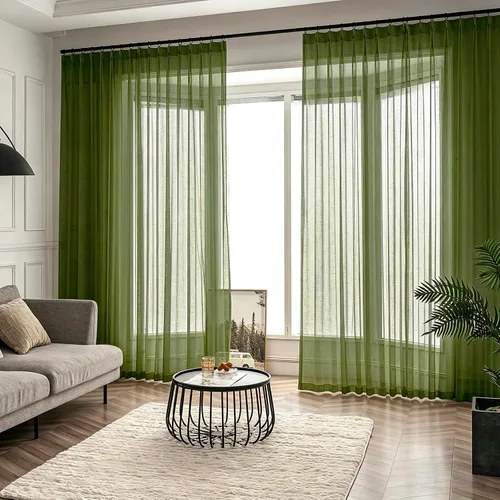 Vista 29 de Cortinas plisadas negras traslúcidas de 84 pulgadas de largo, 2 paneles para dormitorio, lino texturizado, ganchos transparentes para pista