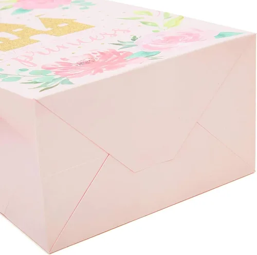 Vista 4 de BLUE PANDA Bolsas de regalo de papel de castillo de princesa rosa para fiesta de cumpleaños (9 x 5.3 pulgadas, 24 piezas)