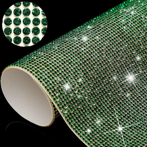 Vista 2 de Lámina de diamantes de imitación para decoración de automóvil, calcomanías de diamantes de imitación autoadhesivas, lámina de pegamento de gemas