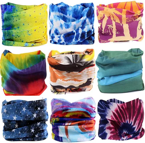 Vista 11 de Bandana para la cabeza, polaina para el cuello, bufanda, pasamontañas, máscara facial Negro (12 piezas)