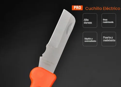 Vista 2 de Edward Tools Cuchillo de hoja recta para electricista – Cuchillo utilitario de diseño plegable Lockback – Acero inoxidable – Pelacables, aislamiento