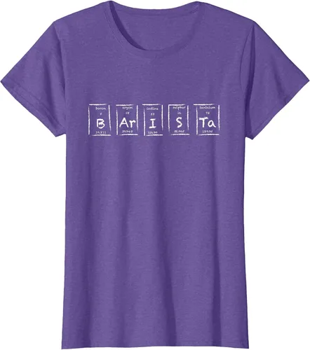 Vista 7 de Barista Espresso Latte Cappuccino Coffee Periodic Table T-Shirt Asphalt Grey