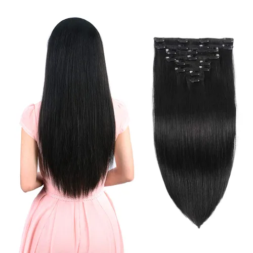 Vista 18 de Extensiones de cabello humano real con pinzas, 12 pulgadas, 2.89 oz, 8 piezas de extensiones de cabello Remy para mujer, color marrón medio