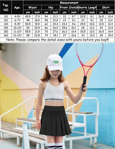 Vista 6 de Arshiner Faldas de tenis para niña con pantalones cortos, falda plisada atlética, falda pantalón de entrenamiento con bolsillos para niños de 4 a 13