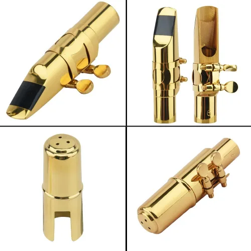 Vista 5 de Boquilla de saxofón alto con tapa y ligaduras, boquillas de saxofón alto Eb de metal de latón para profesionales y principiantes de saxofón