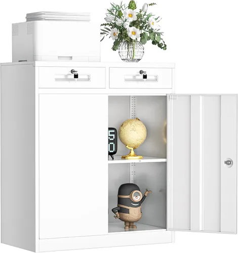 Vista 23 de INTERGREAT Gabinete de almacenamiento de metal con puertas con cerradura, gabinetes de almacenamiento de acero con cerradura con 2 puertas y Negro