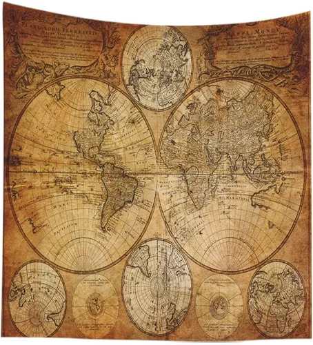Vista 14 de CAPSCEOLL Tapiz de mapa del mundo para colgar en la pared, tapiz blanco y negro para decoración del hogar, 40 x 30 pulgadas, mapa para habitación
