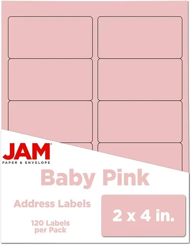 Vista 91 de Etiquetas de dirección de envío JAM PAPER - Rectangular - 1 1/3 x 4 - Rosa bebé pastel - 126/Paquete