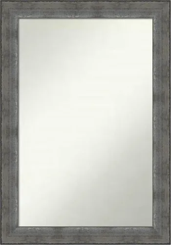 Vista 438 de Amanti Art Espejo de baño plateado para sobre el fregadero, 24 x 24 pulgadas, espejo cuadrado de peltre forjado a medida, marco de madera casual