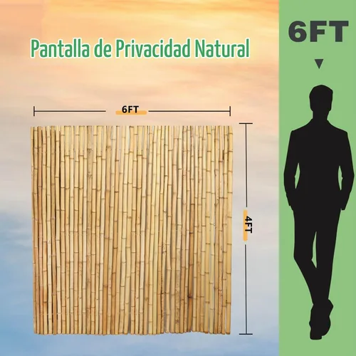 Vista 2 de Rollo de valla de bambú natural de 4 pies x 6 pies, valla de privacidad exterior de bambú, paneles de pantalla de privacidad natural para jardín, al