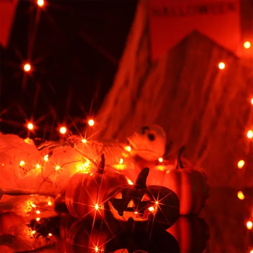 Vista 4 de Beingreat - Guirnalda de luces USB enchufables, paquete de 2 mini luces LED de 33 pies, cable negro con 8 modos para Halloween, Navidad, Pascua