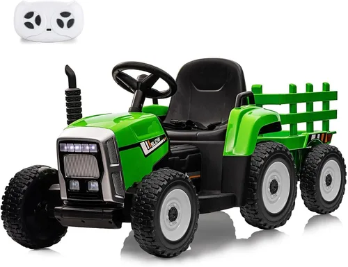 Vista 11 de Nasitip Tractor eléctrico con batería de 12 V con remolque y control remoto Azul