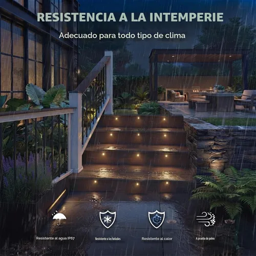 Vista 4 de Luz LED empotrable para escalones de cubierta de 3000 K, luces impermeables