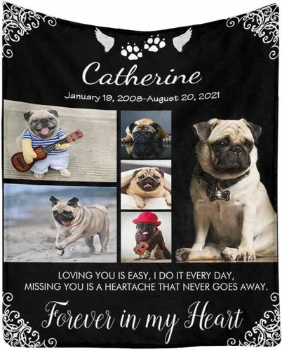 Vista 11 de InterestPrint Manta de perro personalizada en memoria amorosa de la pérdida con imágenes y nombre, regalo personalizado de recuerdo de condolencias