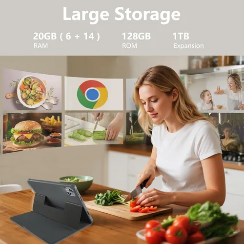 Vista 6 de NOBKLE - Tableta Android 15 de 11 pulgadas con ranura 4G LTE SIM, 20 GB de RAM, 128 GB de almacenamiento, procesador Octa-Core, pantalla IPS HD