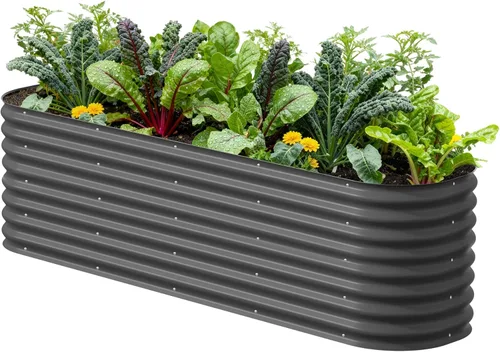 Vista 13 de Vego Garden Kits de cama de jardín elevada de 26" extra alta, caja de maceta elevada modular 4 en 1 para verduras, flores, frutas, cama de jardín