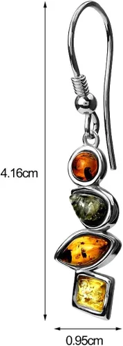 Vista 6 de Multicolor ámbar Plata de ley Collar con Colgante arete Set Cadena 18