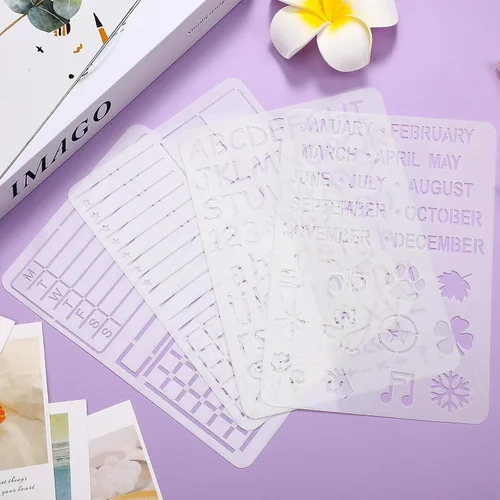 Vista 3 de Zonon 24 plantillas de diario de 4 x 7 pulgadas, plantilla de dibujo para diarios, kit de suministros diarios, semanales, mensuales, calendarios