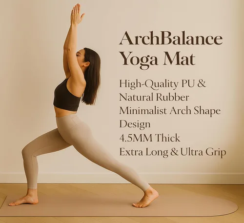 Vista 6 de ArchBalance - Alfombrilla de yoga – Material de poliuretano y goma natural, diseño minimalista en forma de arco, 0.177 in de grosor, extra larga